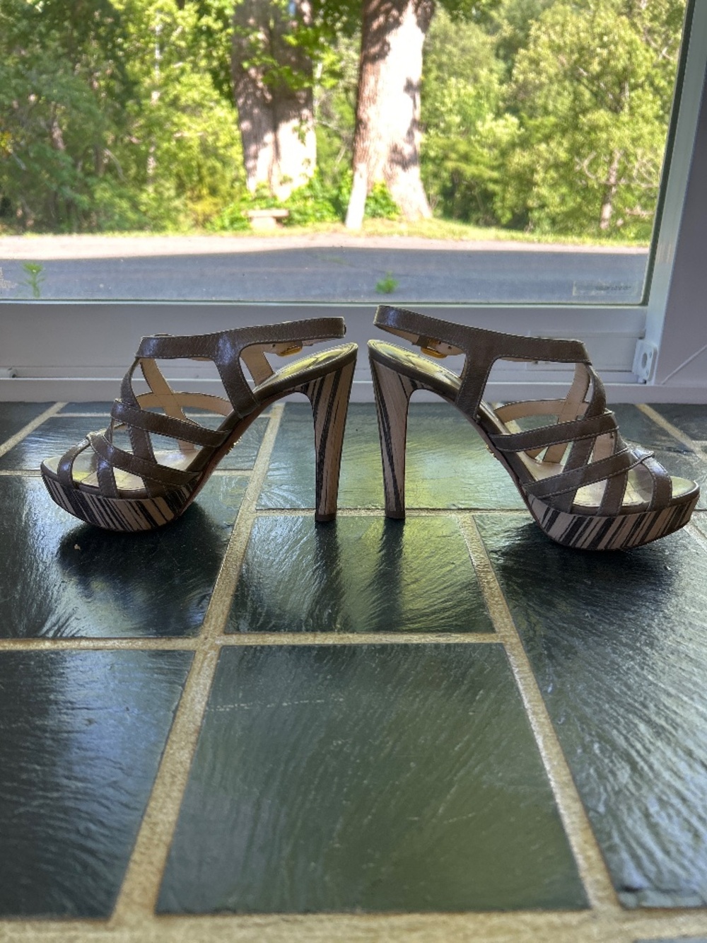 Prada strappy platform heels